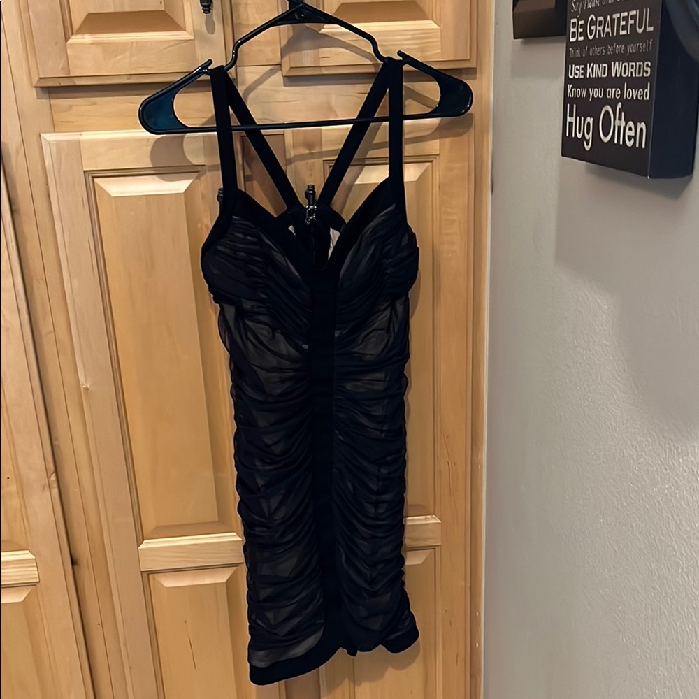 Elegant Black Ruched Dress